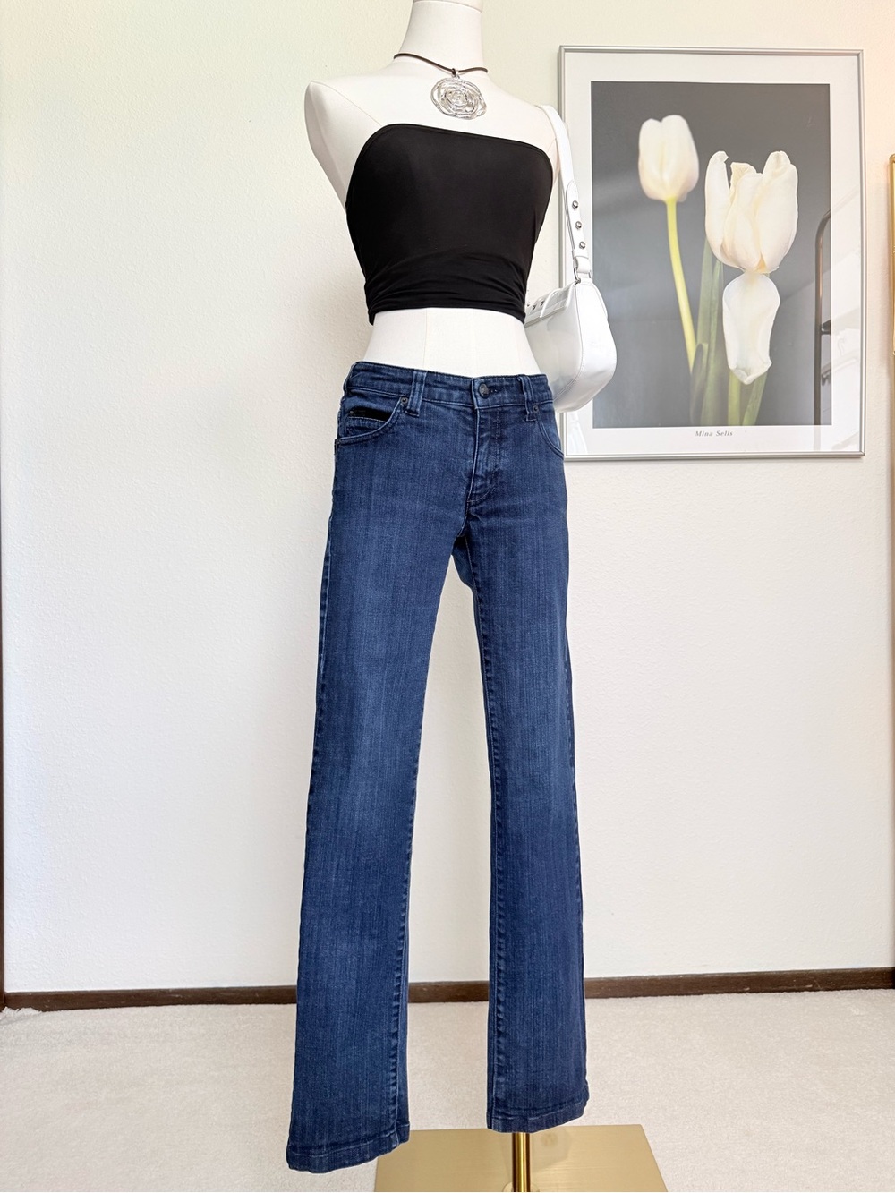 Y2K Armani Jeans Low Rise Straight Jeans 009 Indigo Wash Grunge Indie